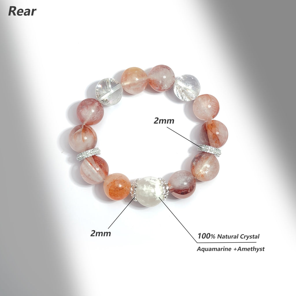 JOXOZP 15mm Natural Clear Quartz & Hematite Bracelet｜Quantum Purification Healing Stones｜Executive Decision Filter + Valentine's Chrono-Contract Gift