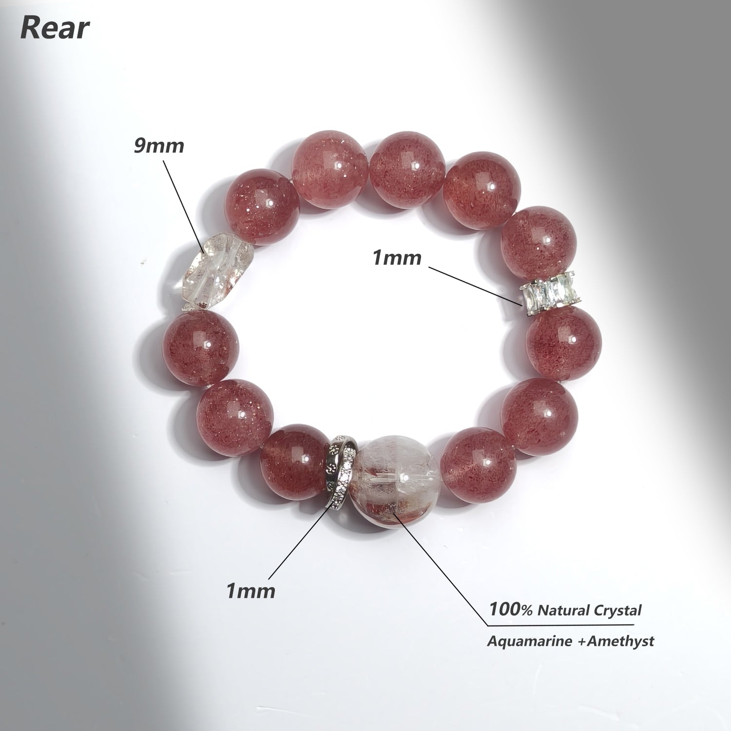 JOXOZP Natural 15mm Strawberry Quartz Bracelet｜Relationship Spark +&nbsp; Social Sweetness｜Pink Energy Healing Stones｜Sakura Gift Set + DIY Frequency Tuning