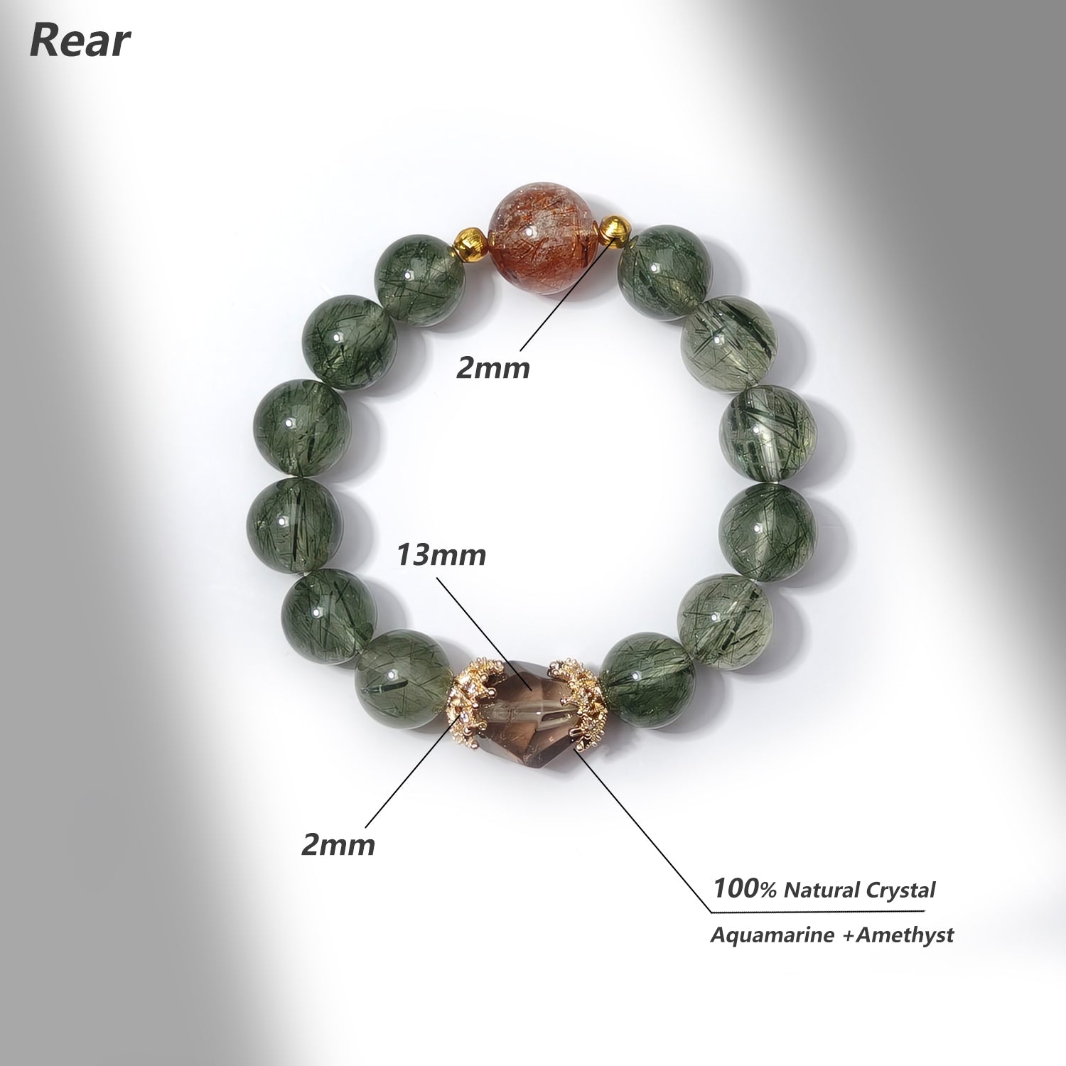JOXOZP 12mm Natural Green Rutilated Quartz Bracelet｜Wealth &amp; Career Crystal Stone｜Healing Stones for Sagittarius,Libra, Gemini｜Lucky Charm for Dog/Pig｜Heart Chakra Healing Gift