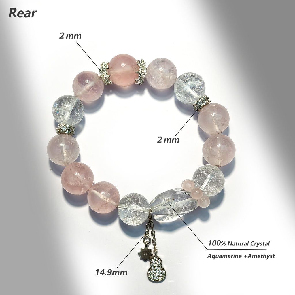 JOXOZP 14mm Natural Healing Crystal Bracelet - Rose Quartz with Azeztulite for Unconditional Love & Spiritual Awakening - Valentine's Day Gift, Soulmate Jewelry