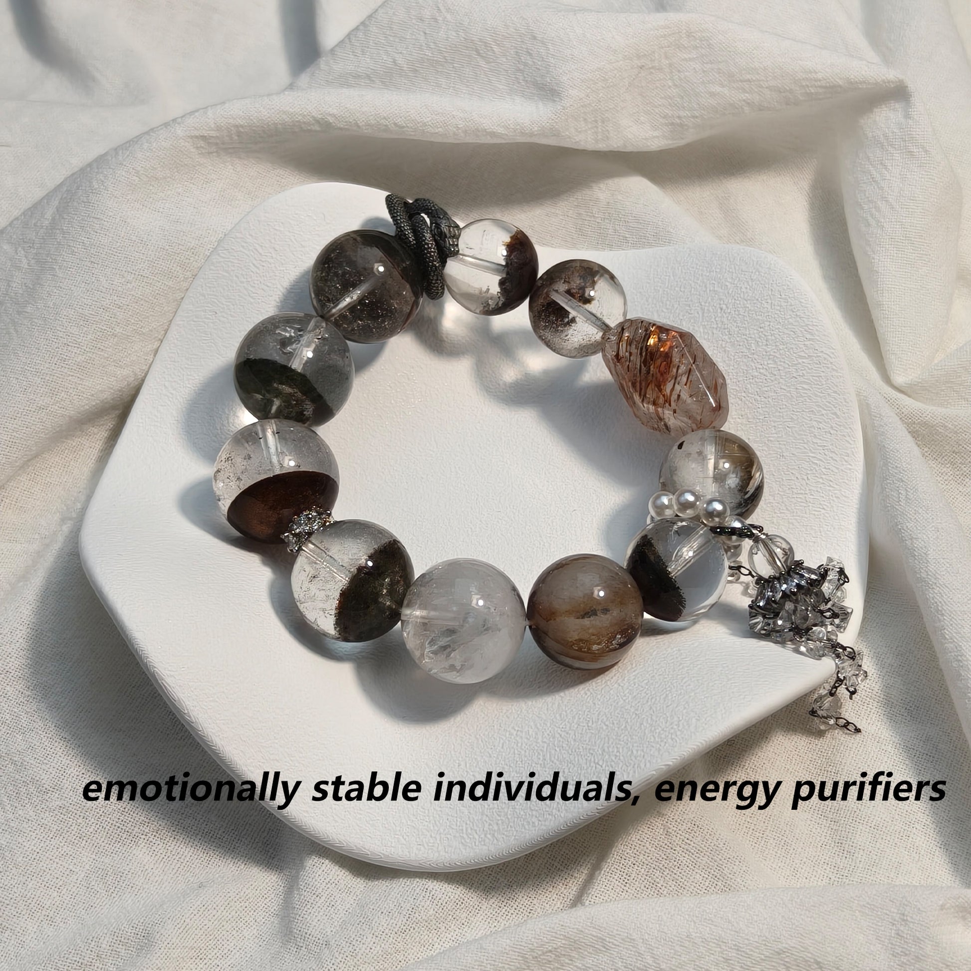 JOXOZP 15mm Natural Green Phantom Quartz Bracelet｜Eco-Wealth Healing Stones｜Sustainable Growth System + Valentine's Harvest Pact Gift