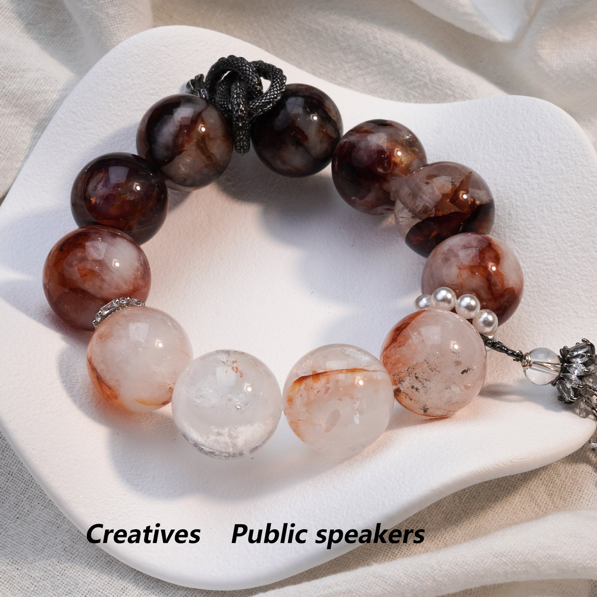 JOXOZP Natural Phantom Quartz Crystal Bracelet | Healing Stones/Energy Crystals/Crystal Gifts &amp; DIY | Energy Shielding &amp; Emotional Balance