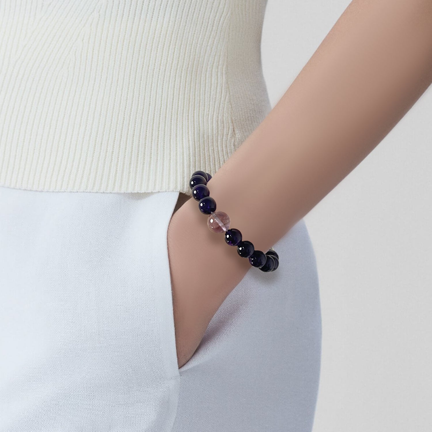 JOXOZP Natural Lavender Amethyst &amp; Purple Amethyst Healing Bracelet - Energy Balance·Spiritual Protection·Crystal Gift&amp;DIY
