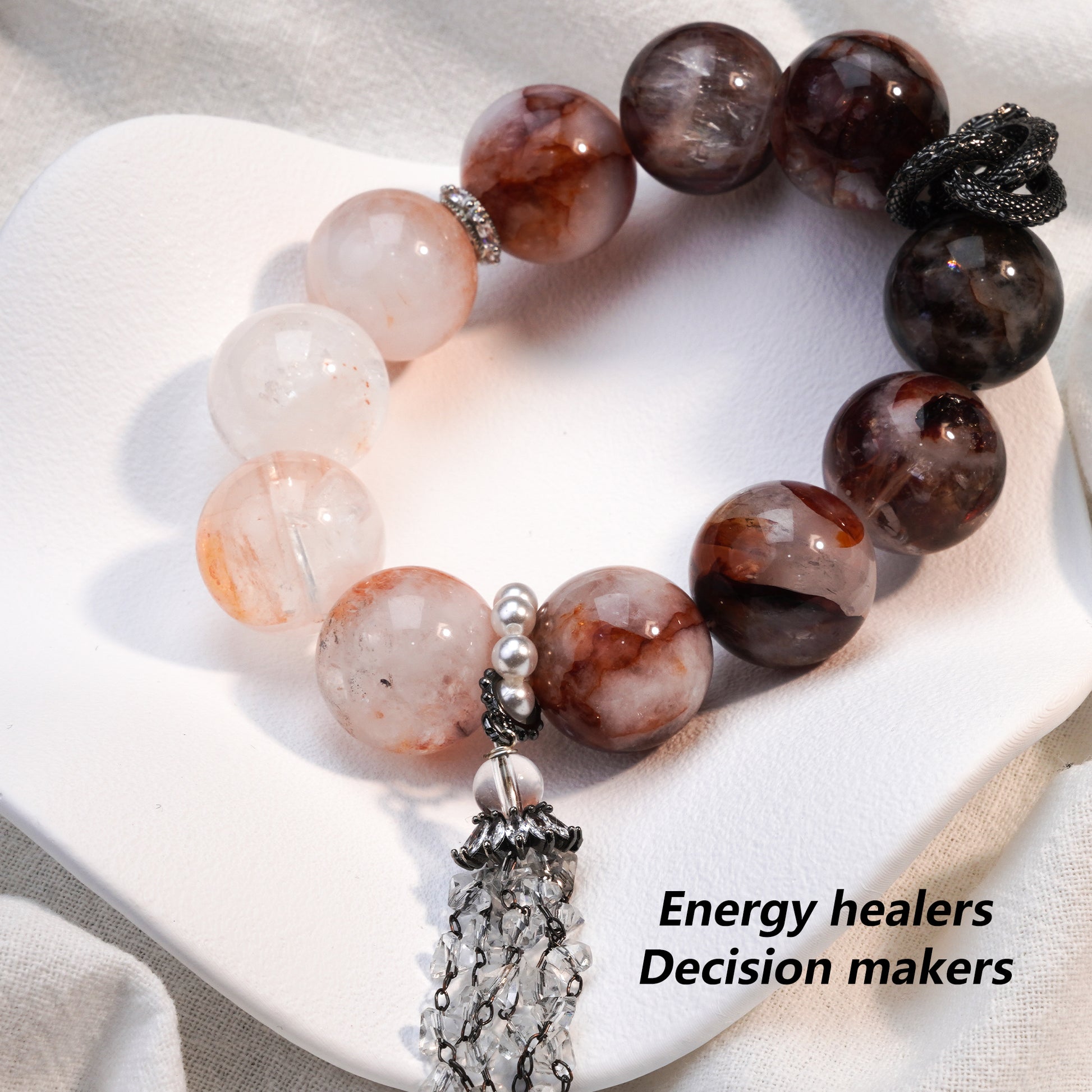 JOXOZP Natural Phantom Quartz Crystal Bracelet | Healing Stones/Energy Crystals/Crystal Gifts &amp; DIY | Energy Shielding &amp; Emotional Balance