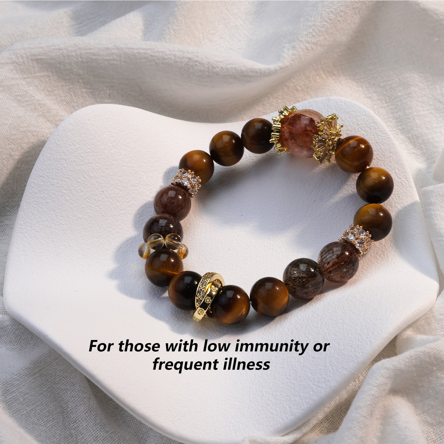 JOXOZP Natural 10mm Super Seven &amp; Golden Tiger's Eye Bracelet | High-Vibration Healing Stones ComboPremium Crystal Gift for Professionals