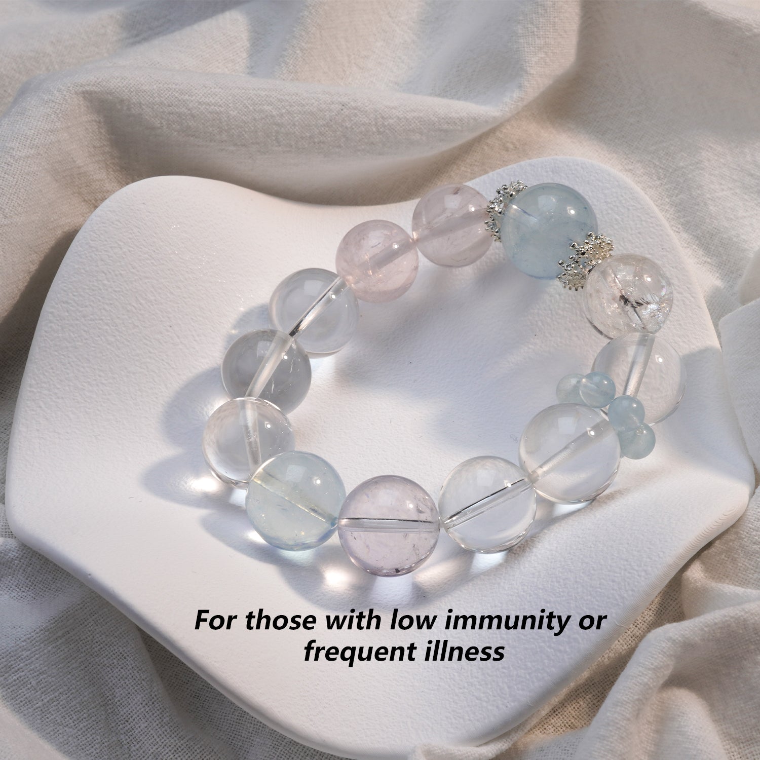 JOXOZP 15mm Natural Aquamarine & Clear Quartz Bracelet｜Dual-Frequency Brainwave Healing Stones｜Executive Decision Catalyst + Valentine's Neural Pact Gift (Copy)